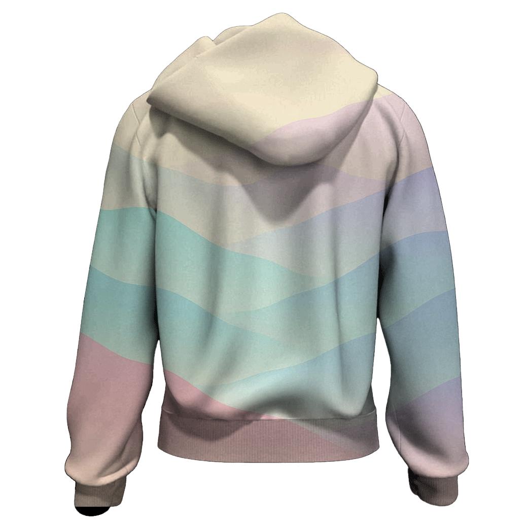 Serene Pastel Mist Mountains printed hoodies