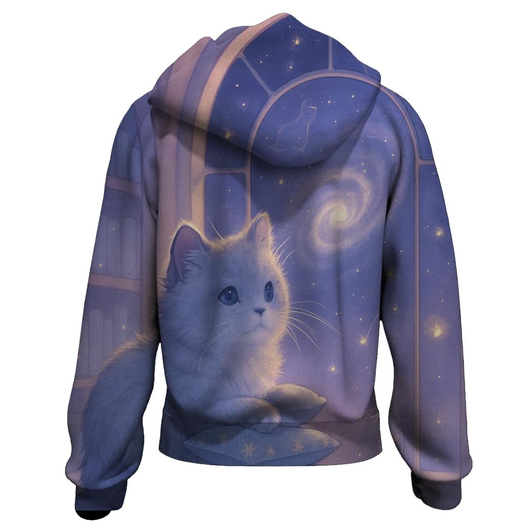 Stargazer Library Window Cat embroidered hoodies