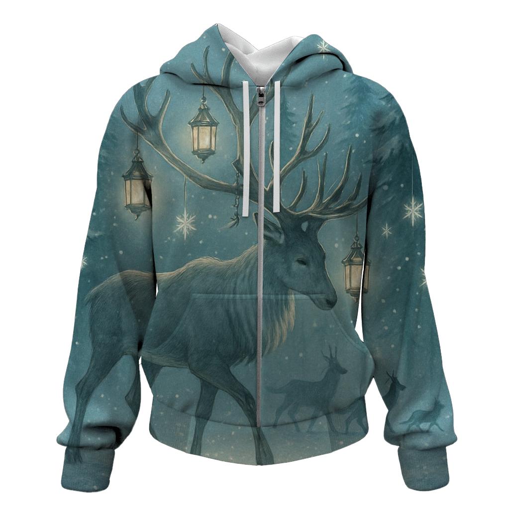 Reindeer Lantern Forest Procession pullover hoodies
