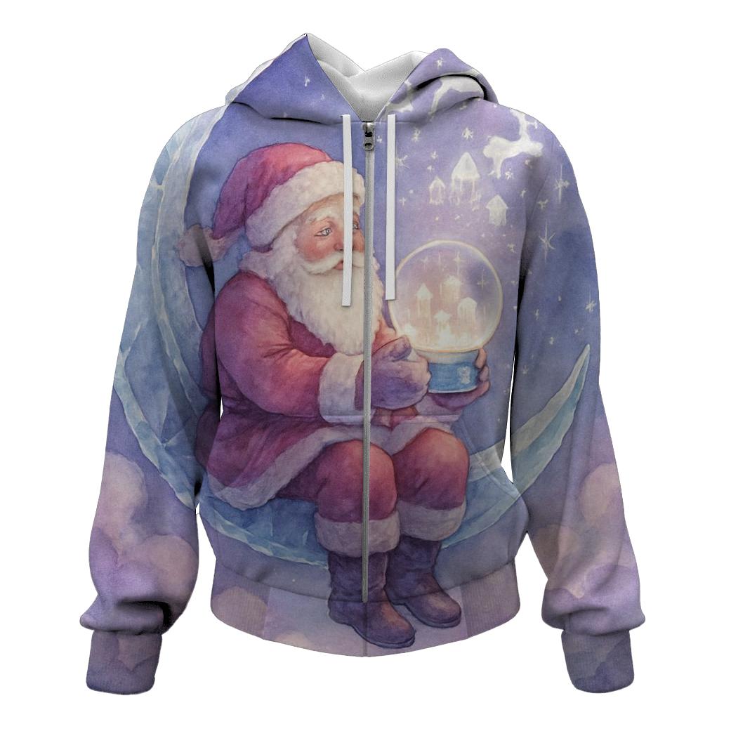 Celestial Storybook Santa zip-up hoodies