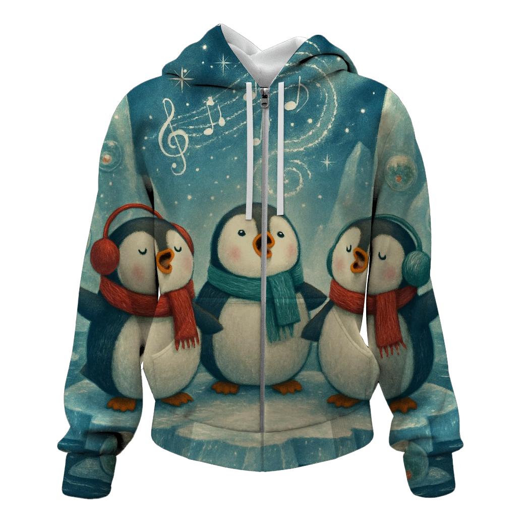 Penguin Carolers On Floating Ice Stage custom hoodies