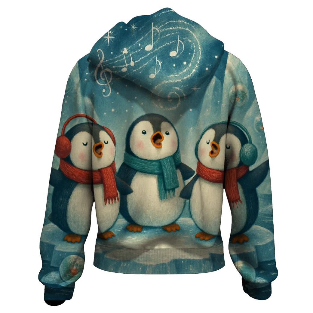 Penguin Carolers On Floating Ice Stage custom hoodies