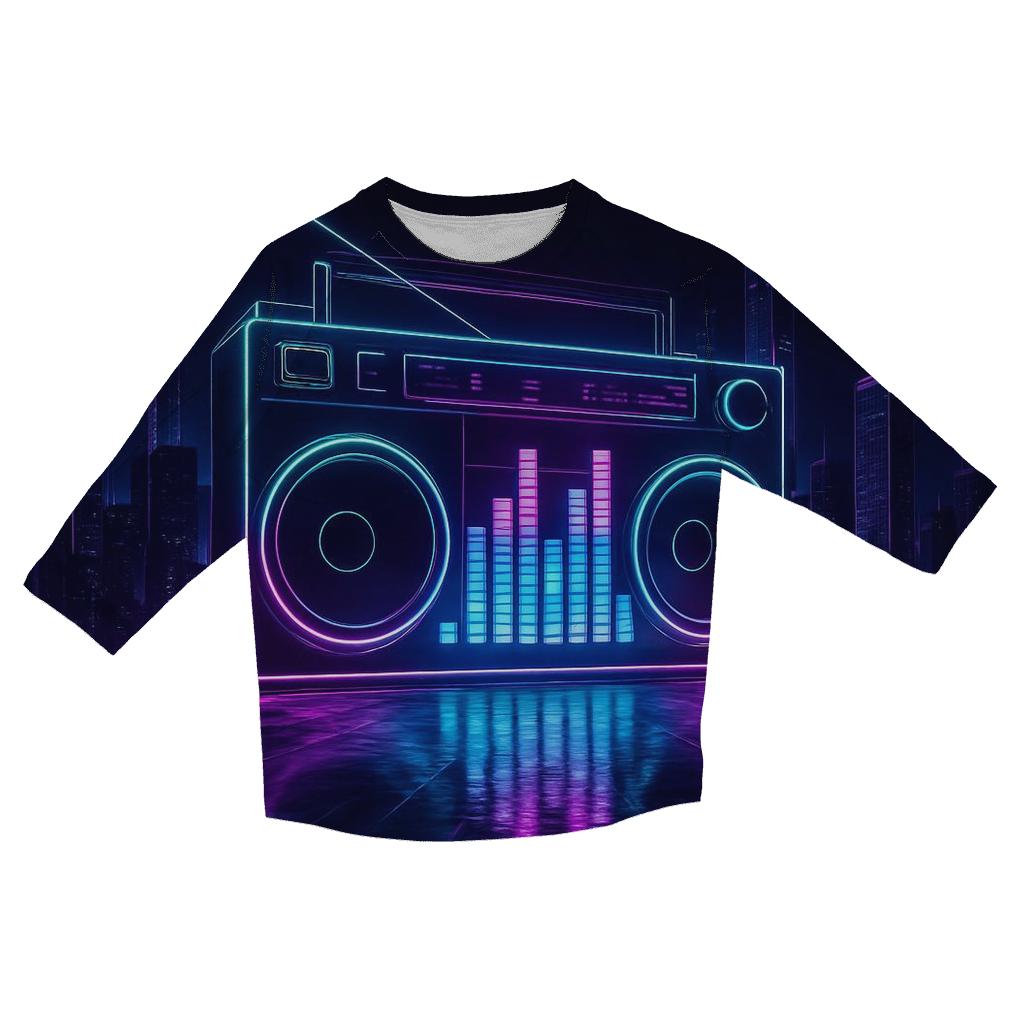 Neon Boombox Skyline trendy 3/4 sleeve tops