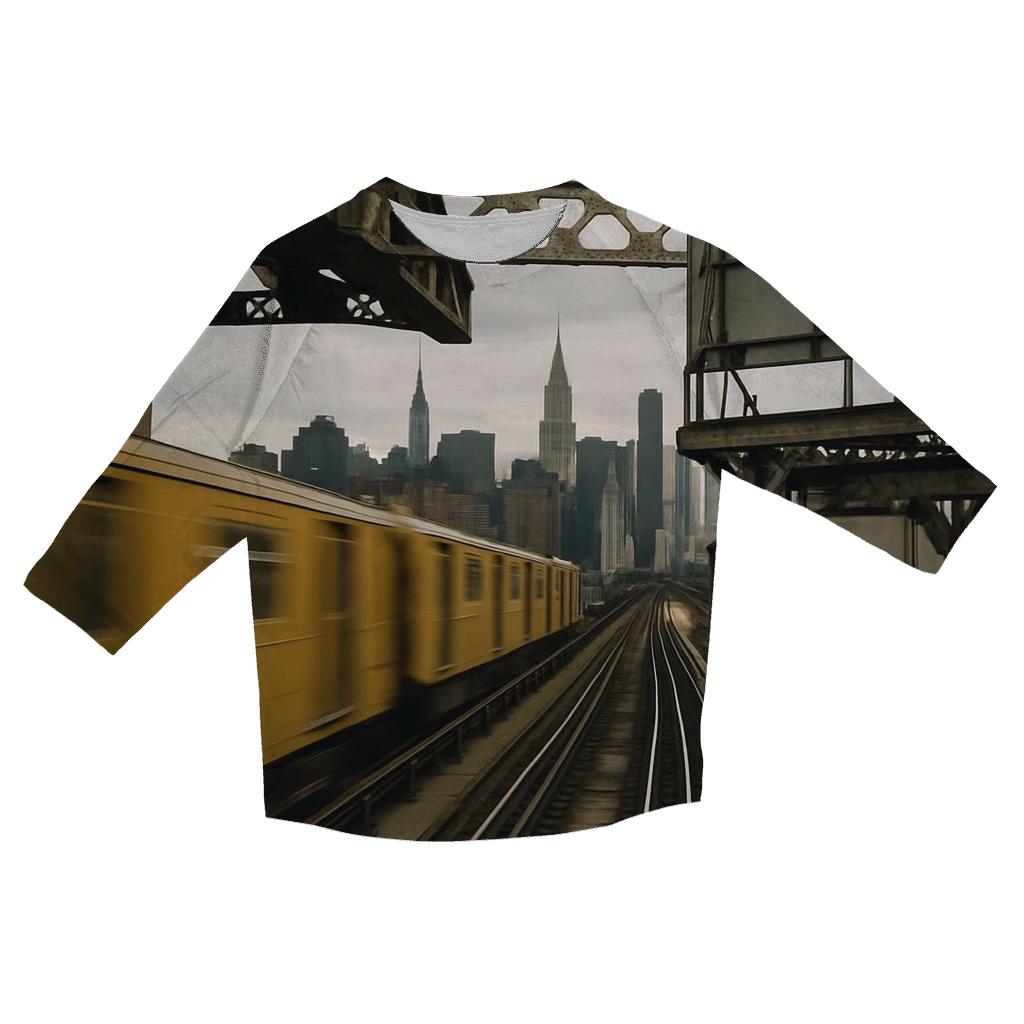 Queensboro Plaza Tracks And Towers printed three quarter sleeve shirts