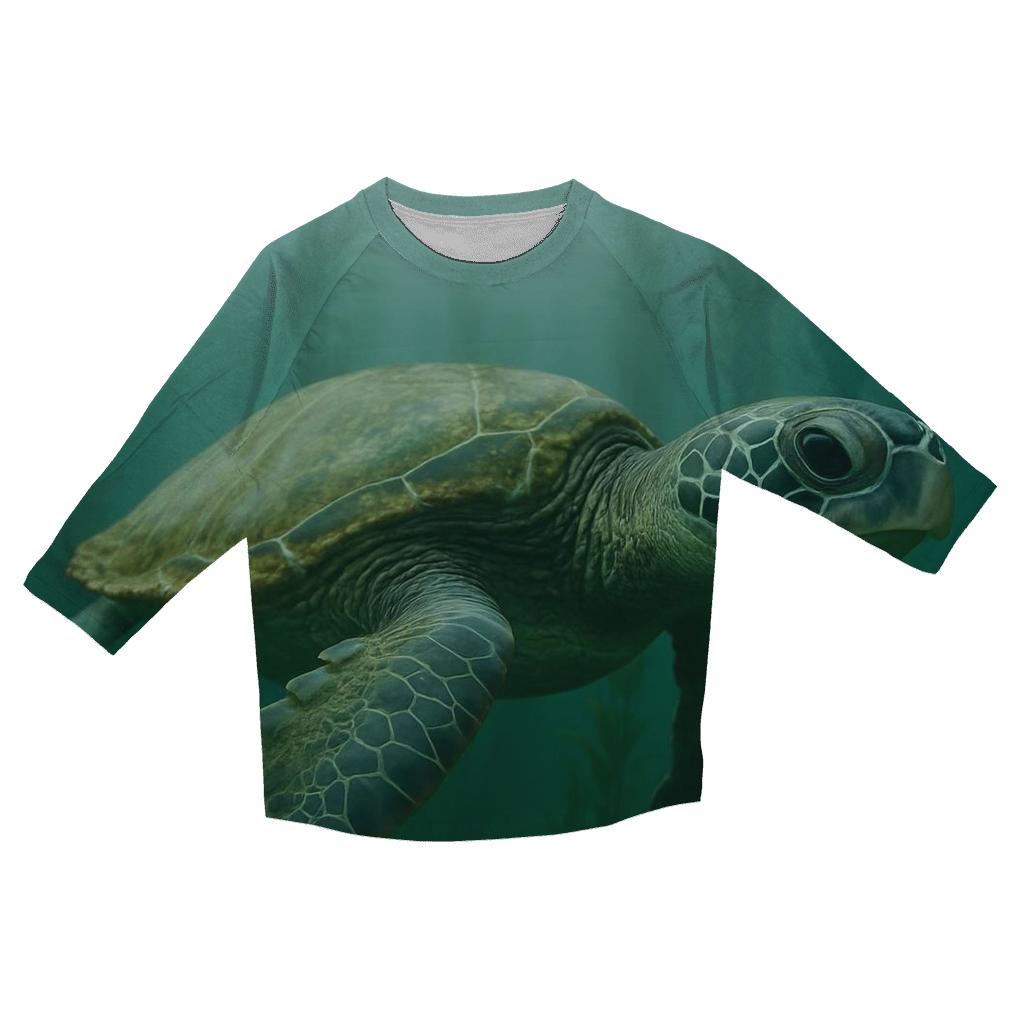 Kelp Forest Patrol Green Sea Turtle stylish quarter sleeve tops