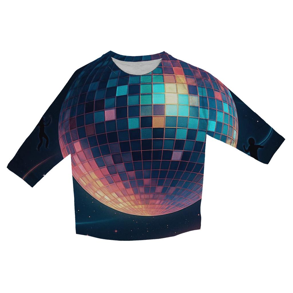 Holographic Disco Planet trendy 3/4 sleeve tops