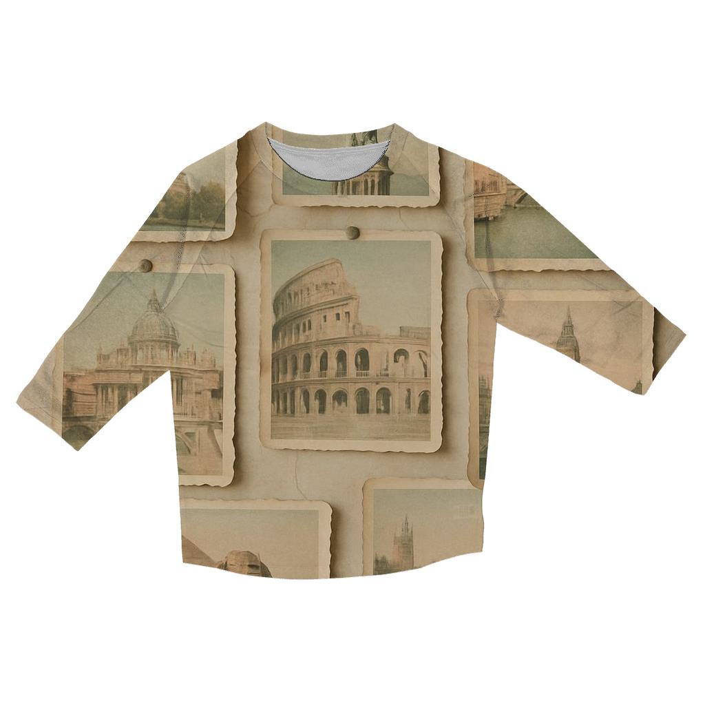 Old Camera Tourist Postcard Wall fashion 3/4 sleeve shirts