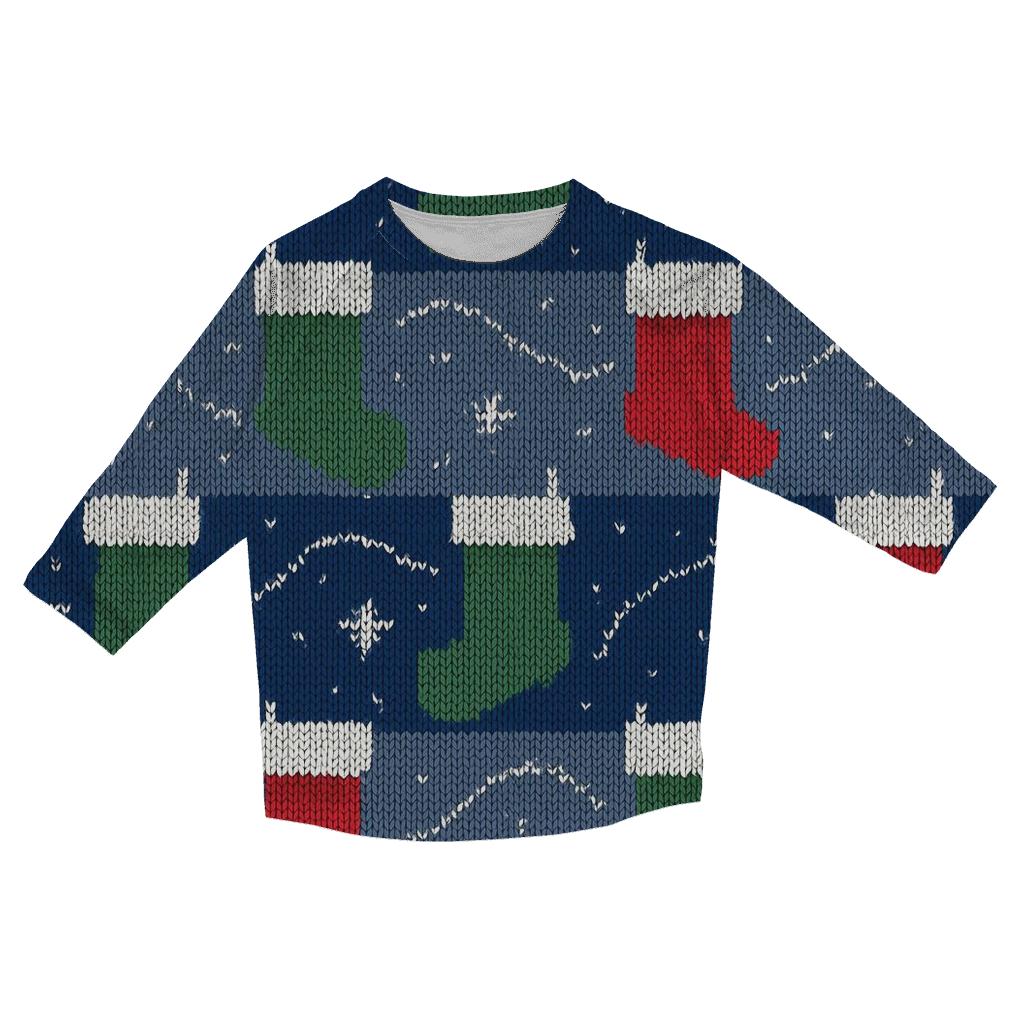 Star Trail Stocking Ladder Design trendy 3/4 sleeve tops