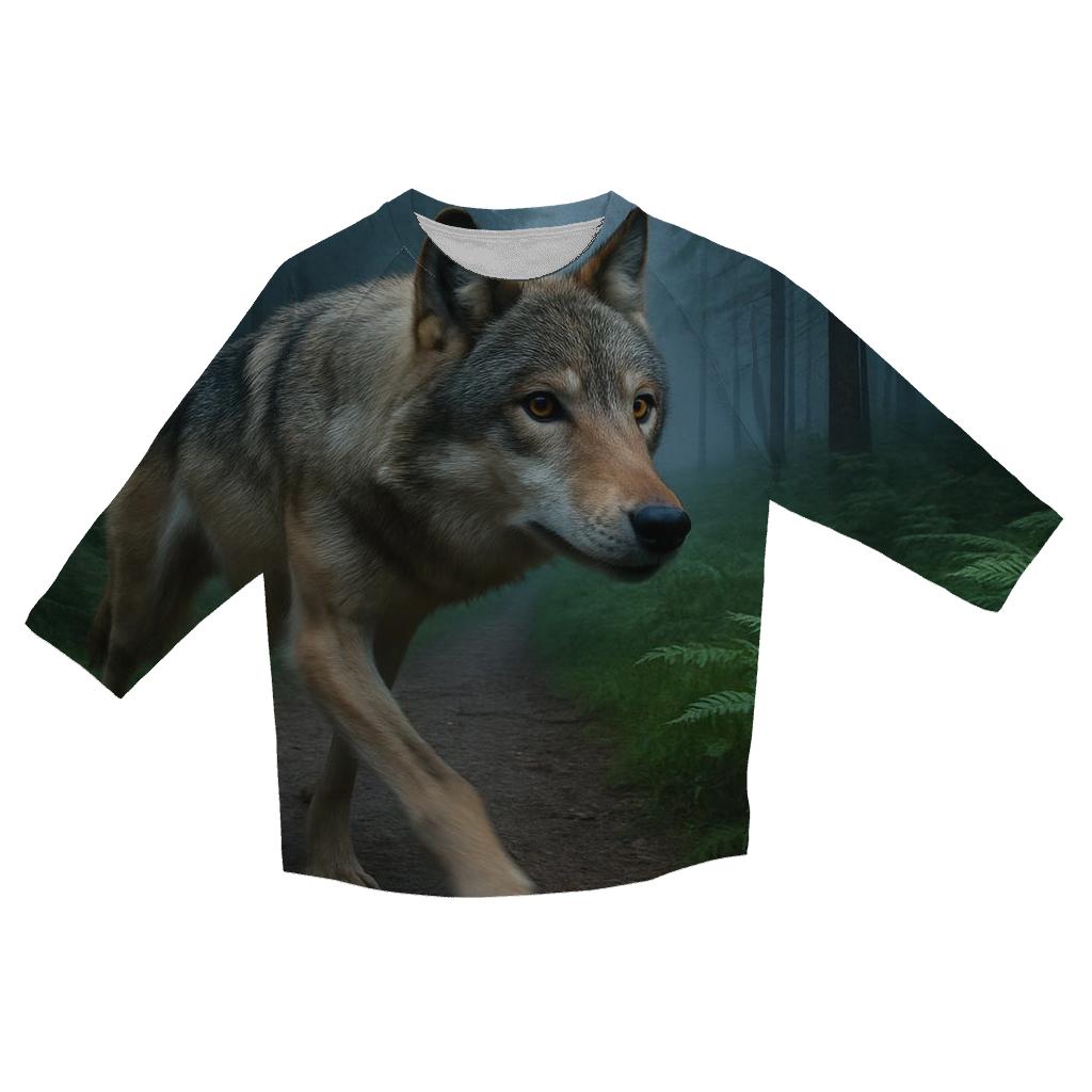 Wolf Crossing Past Remote Trail Camera casual three quarter sleeve shirts