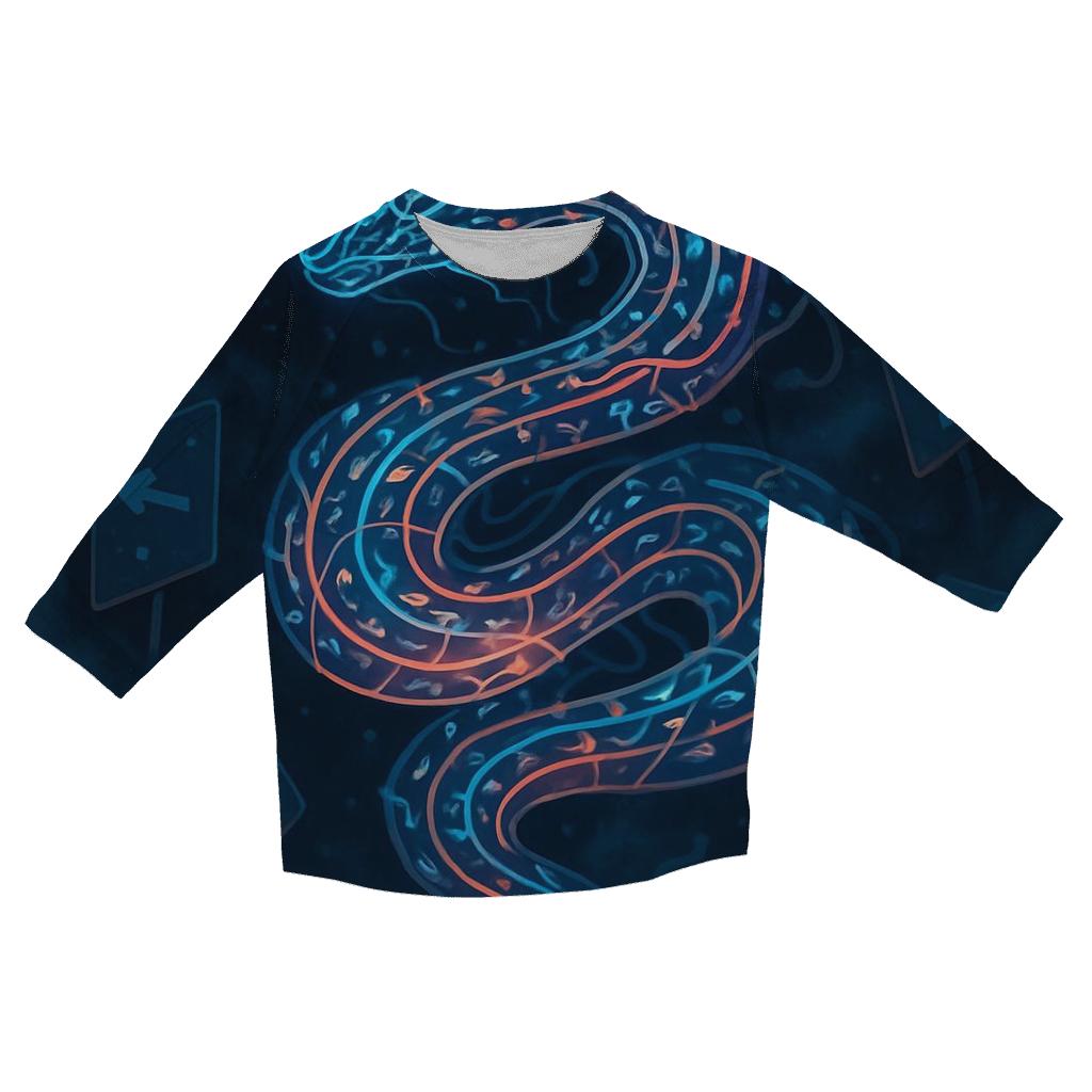 Serpent Of Scattered Paths casual three quarter sleeve shirts