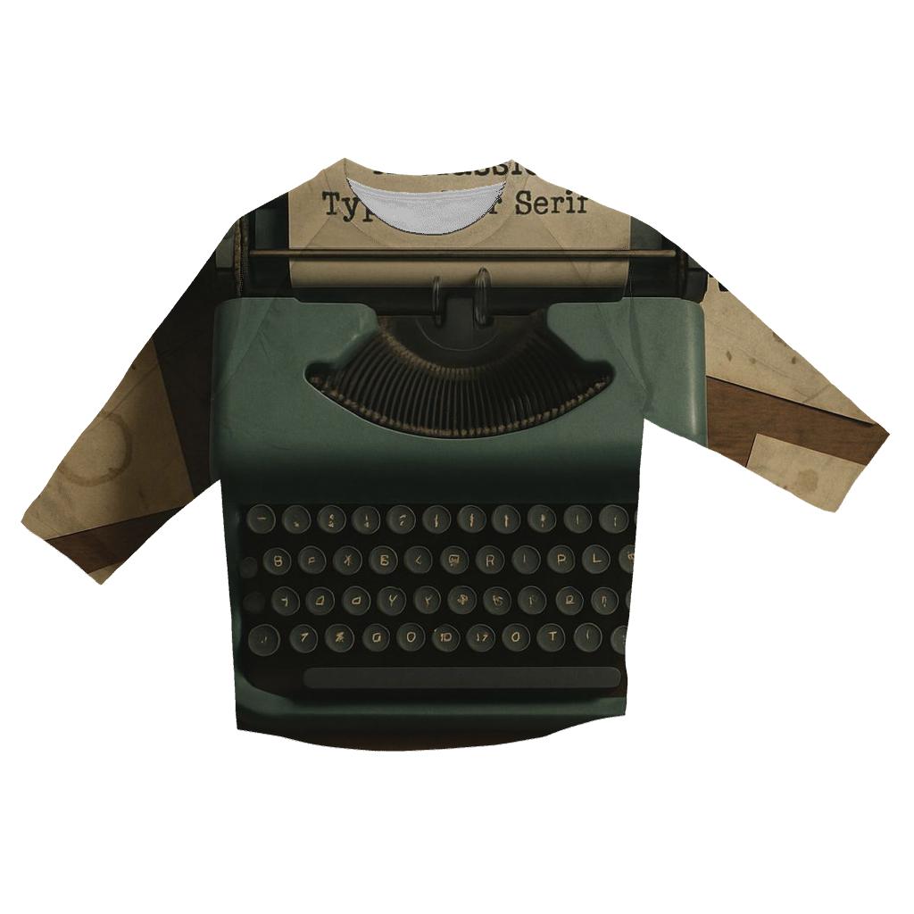Retro Typewriter Writers Desk cotton quarter sleeve shirts