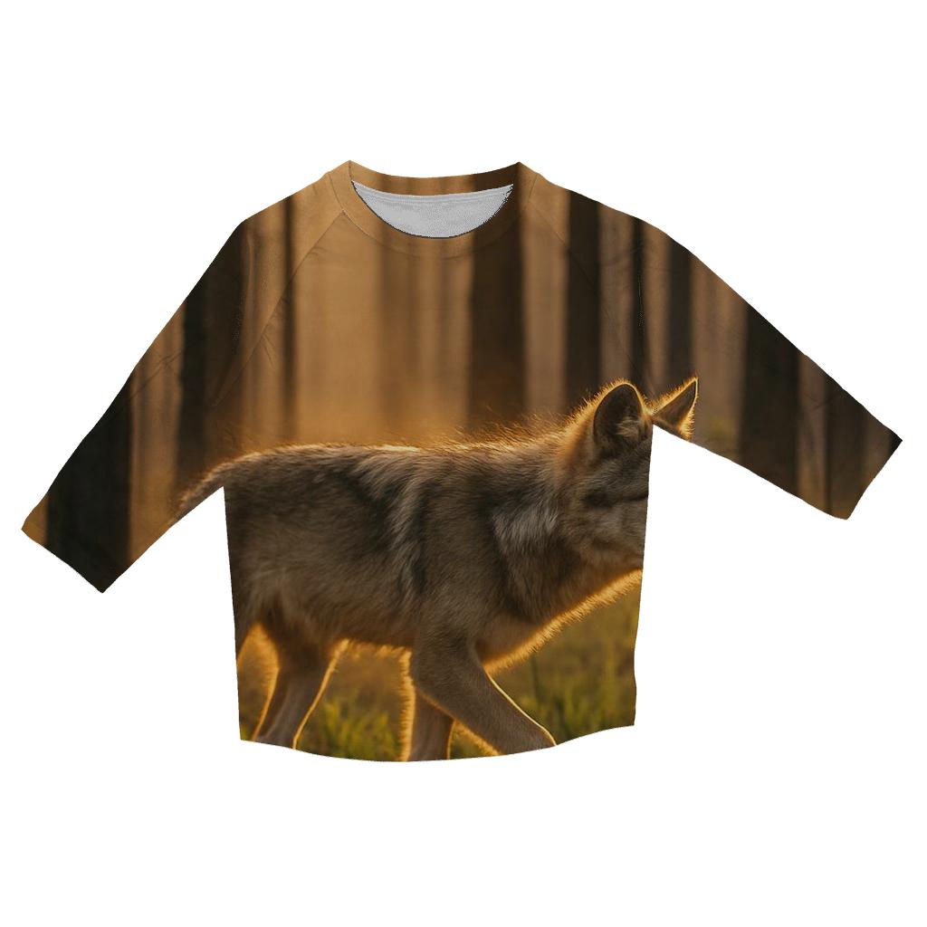 Wolf On Burn Scar Landscape personalized 3/4 sleeve tees