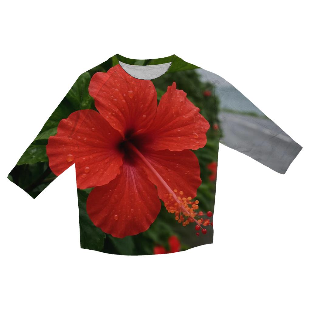 Rain Washed Hibiscus Beside Coastal Road fashion 3/4 sleeve shirts