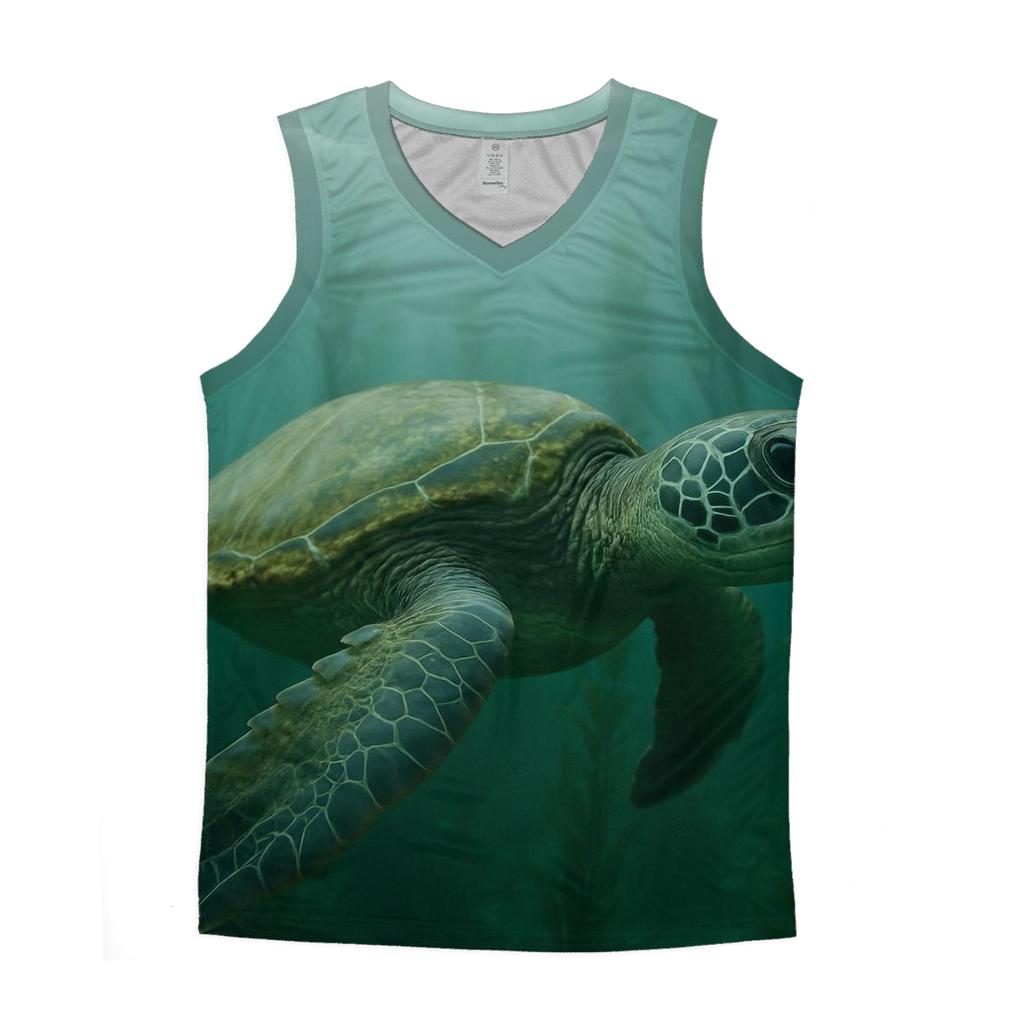 Kelp Forest Patrol Green Sea Turtle trendy fitted tank tops