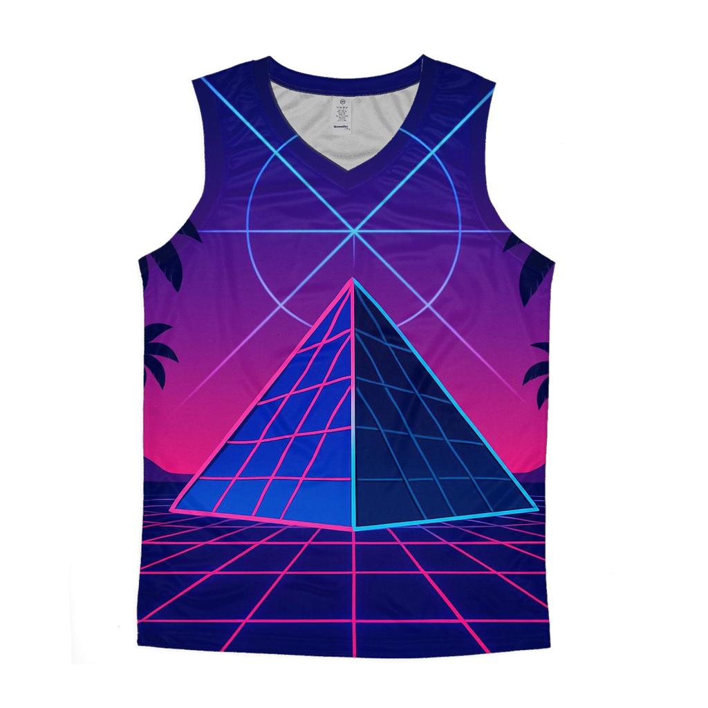 Laser Pyramid Plaza cotton sleeveless tops