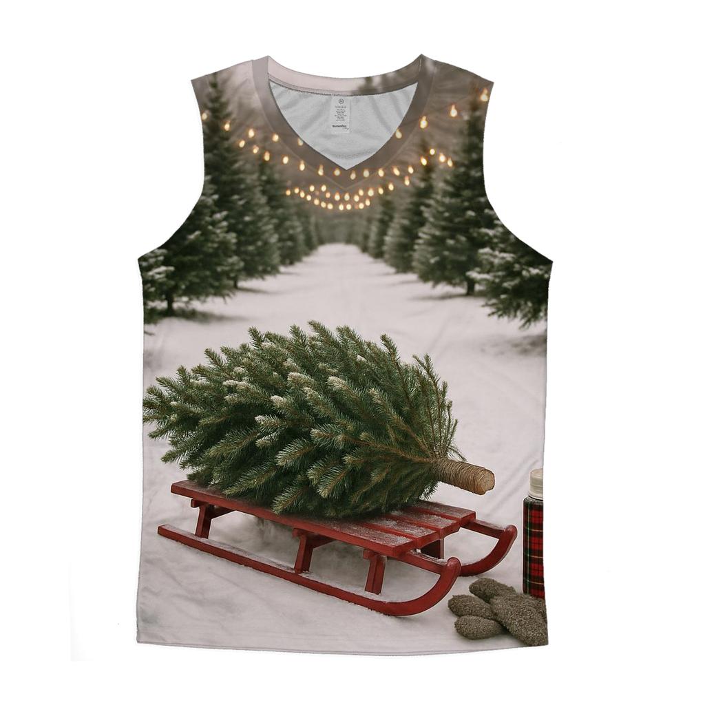 First Snow At The Christmas Tree Farm stylish racerback tanks