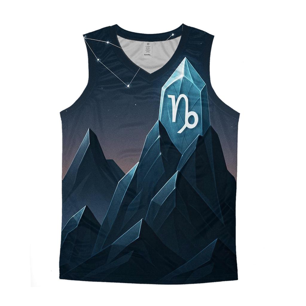 Capricorn Crystal Mountain Zodiac Crest graphic print tank tops