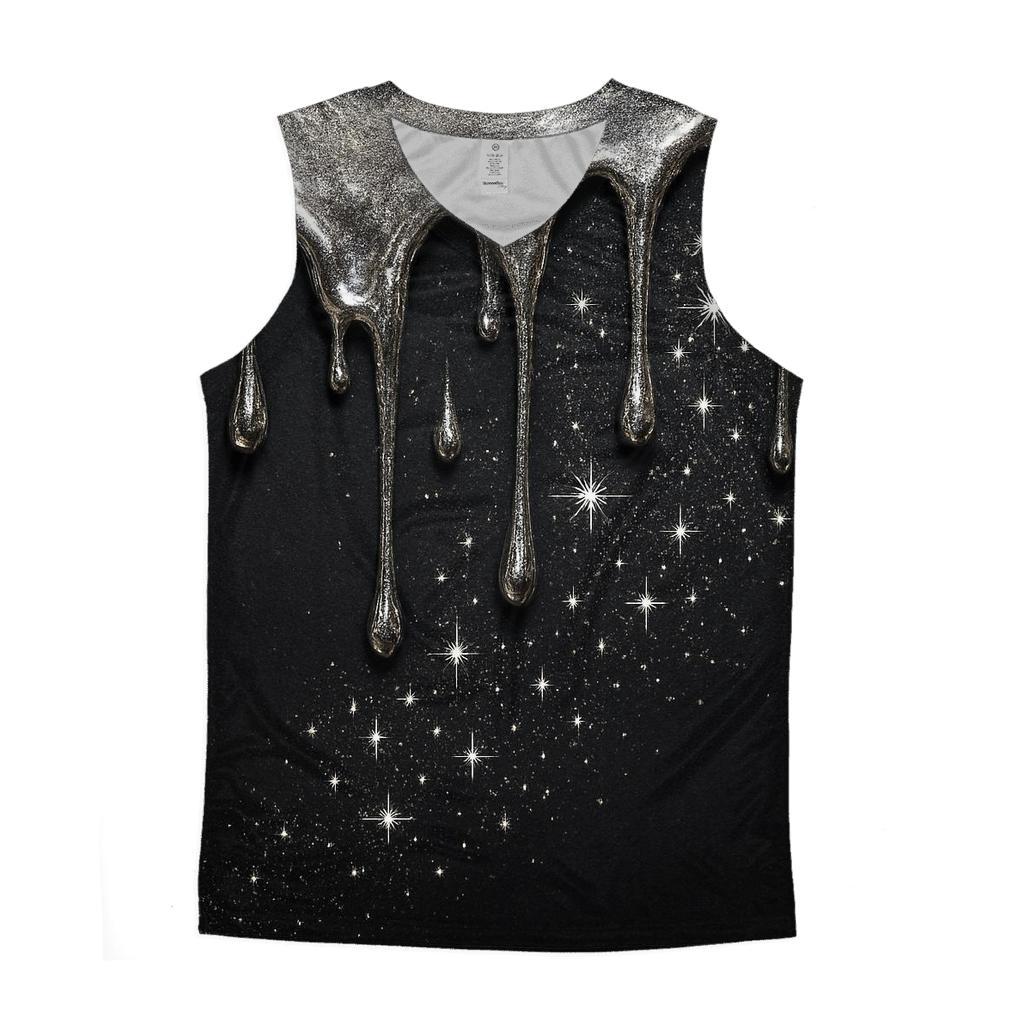 Charcoal Galaxy Drip Luxe graphic print tank tops