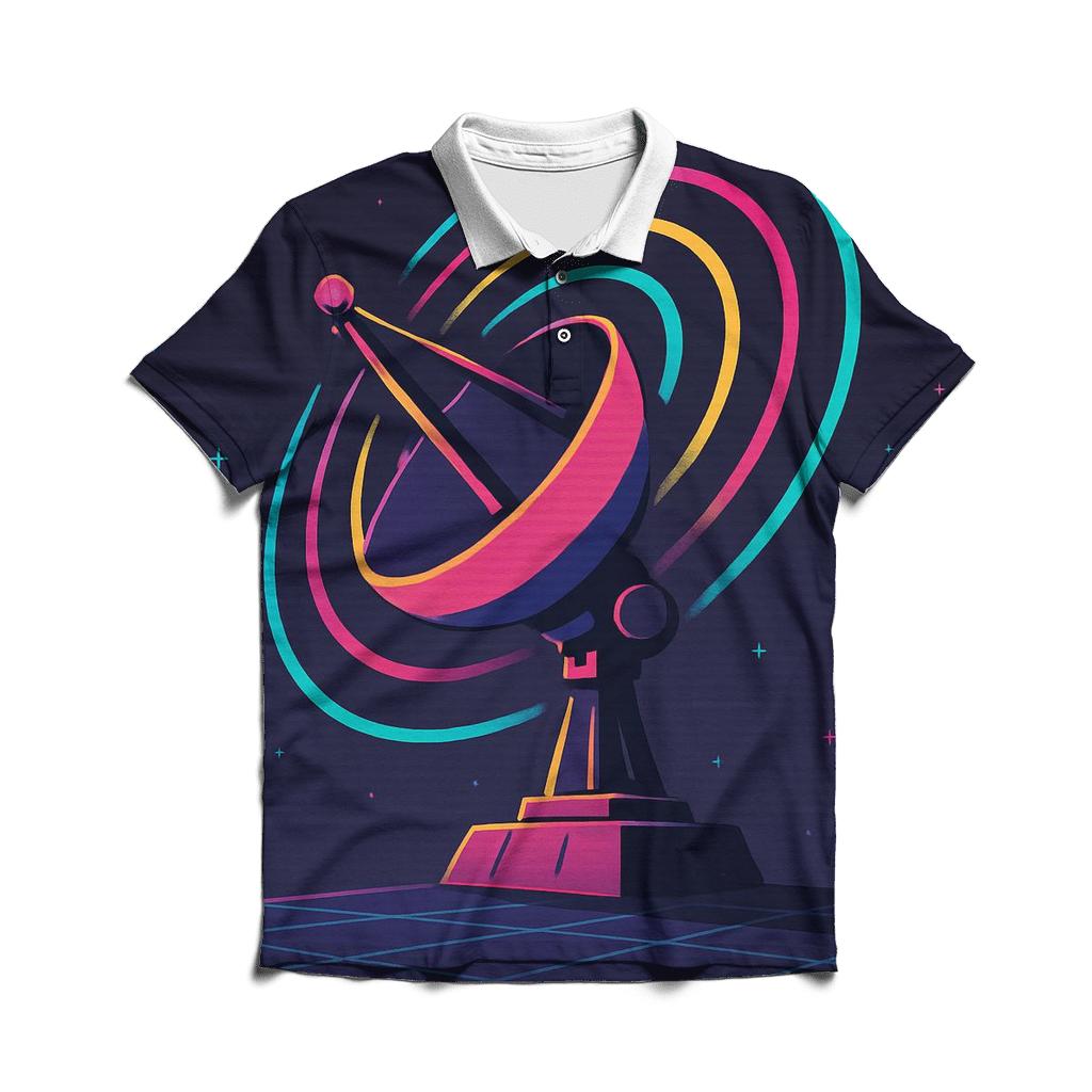Retro Satellite Signal custom polo shirts