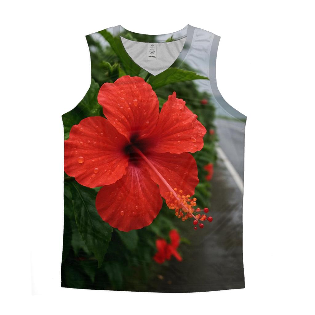 Rain Washed Hibiscus Beside Coastal Road designer workout tanks