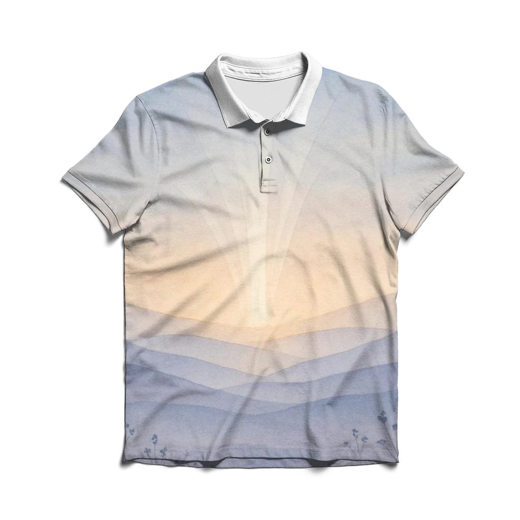 Luminous Horizon Prayer premium cotton polo shirts