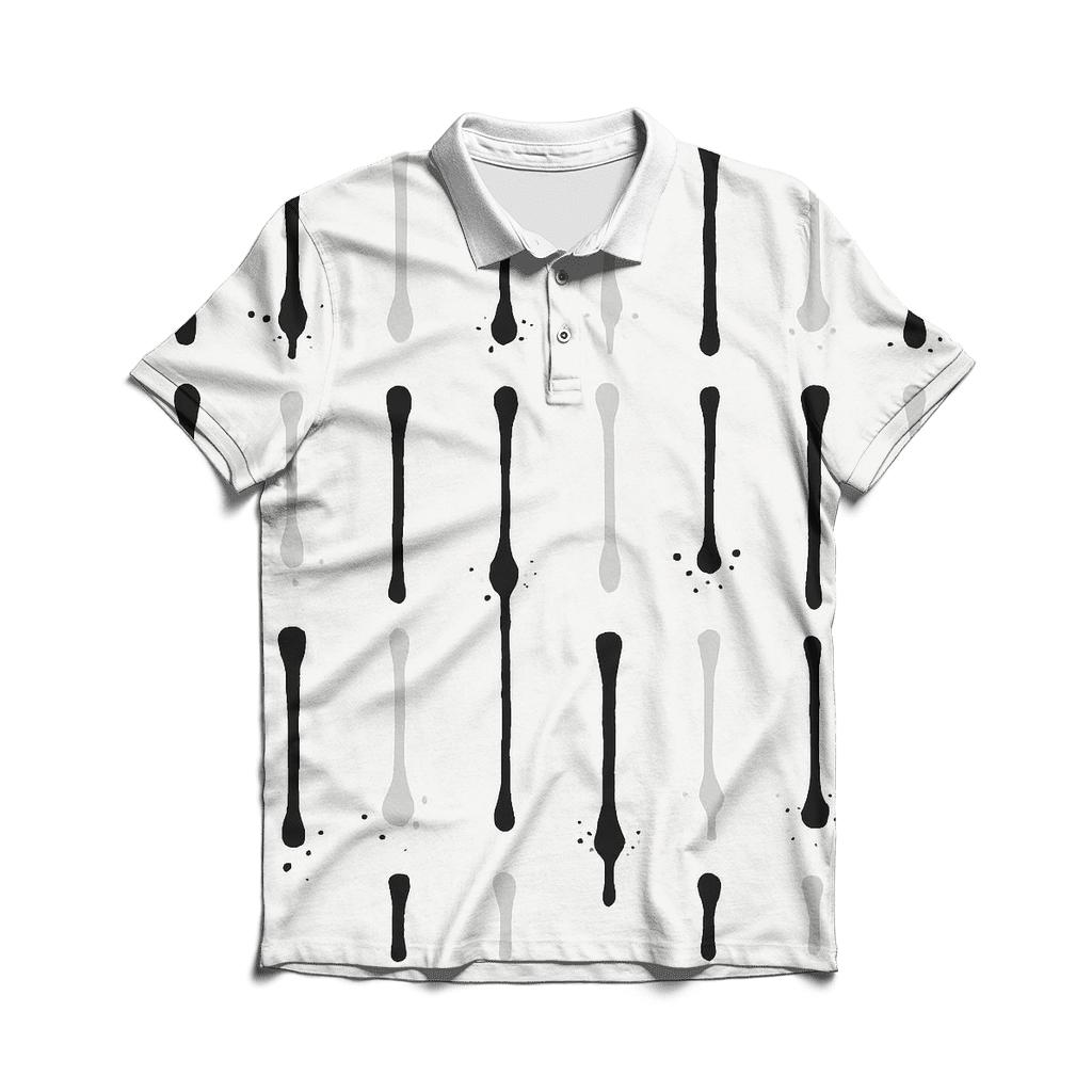 Monochrome Drip Grid stylish collar polo tees