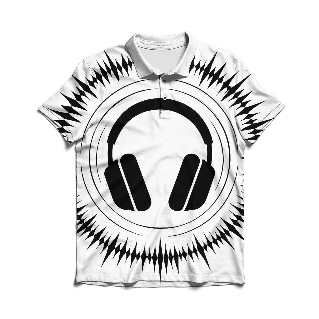 Monochrome Headphone Silhouette Burst stylish collar polo tees