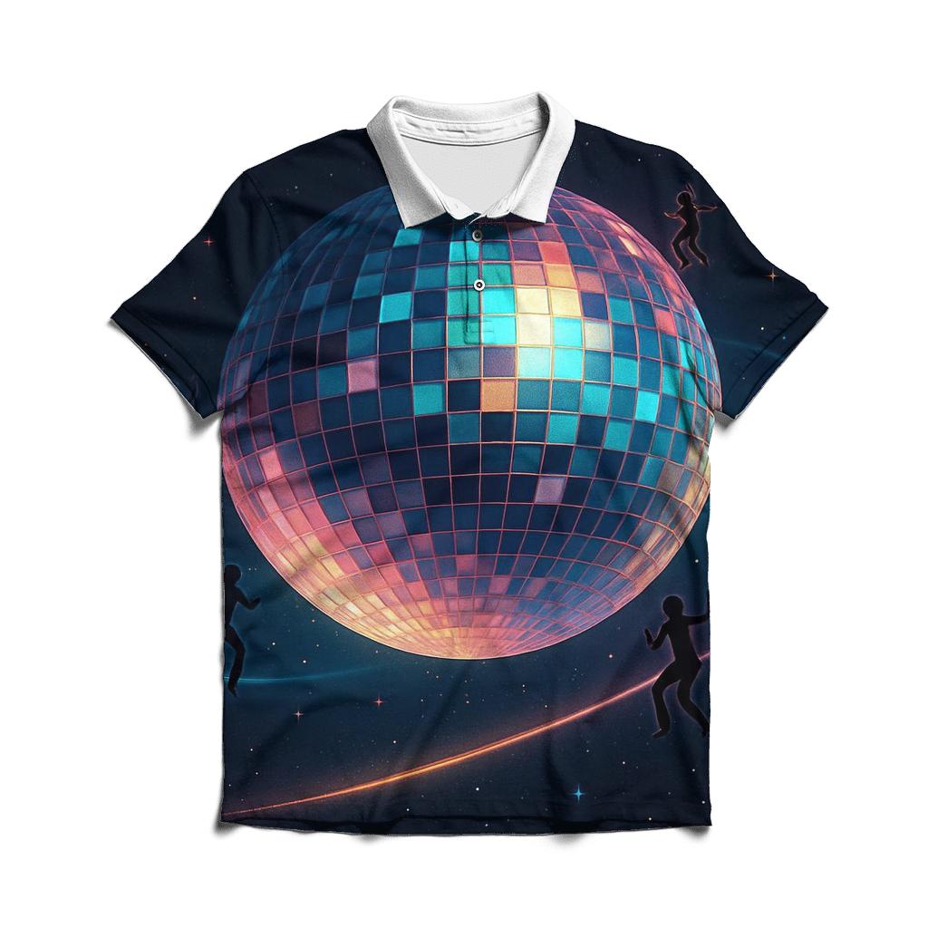 Holographic Disco Planet premium cotton polo shirts