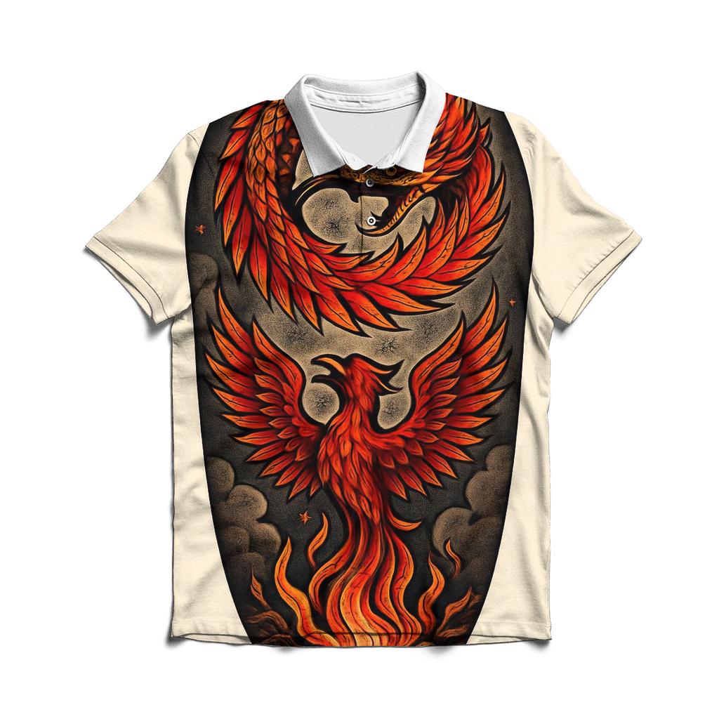 Phoenix Spiral Ouroboros premium cotton polo shirts