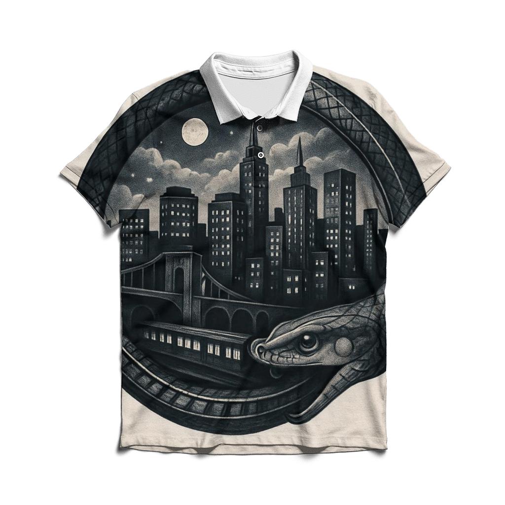 City Loop Skyline Ouroboros embroidered polo tops