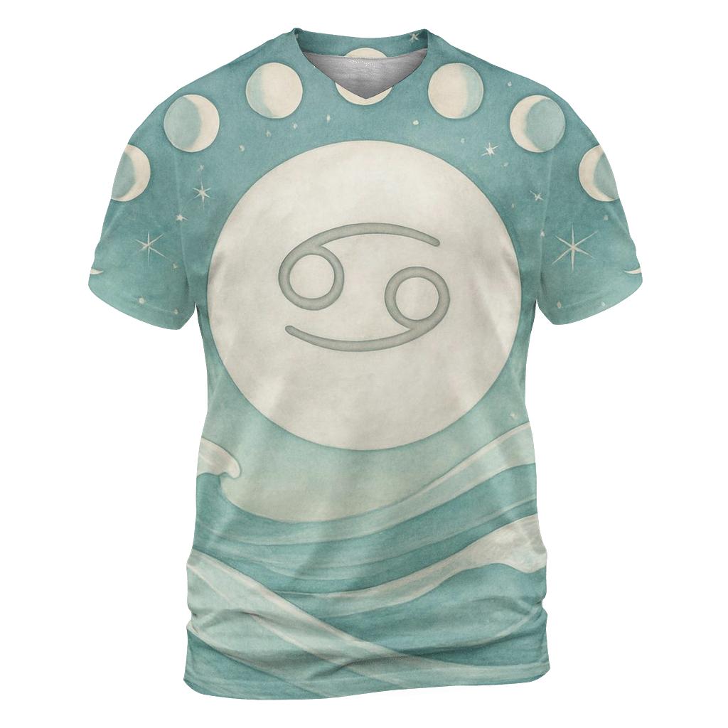 Lunar Cancer Tide And Moon Phases creative print fashion shirts