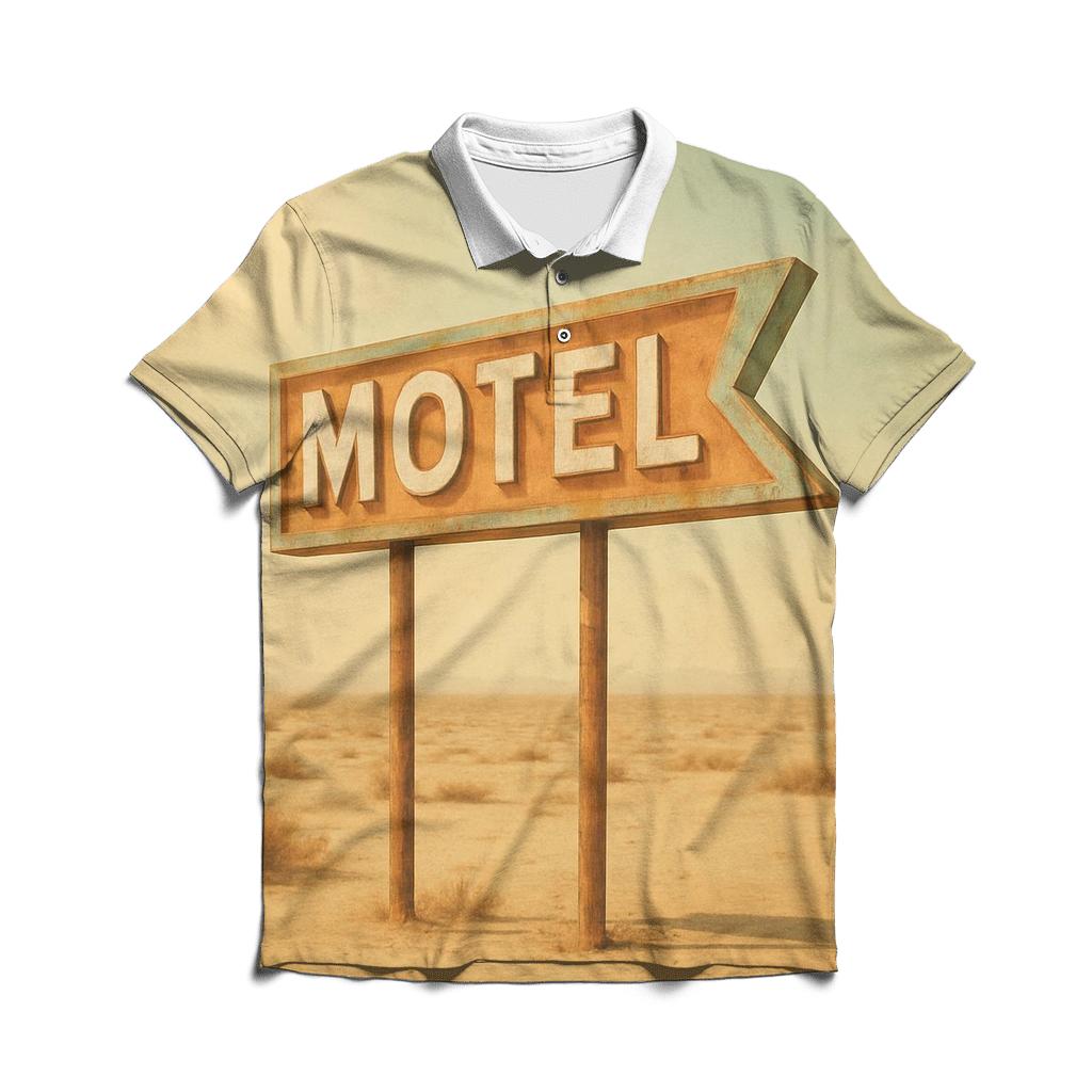 Seventies Desert Motel Roadside Sign designer slim fit polos