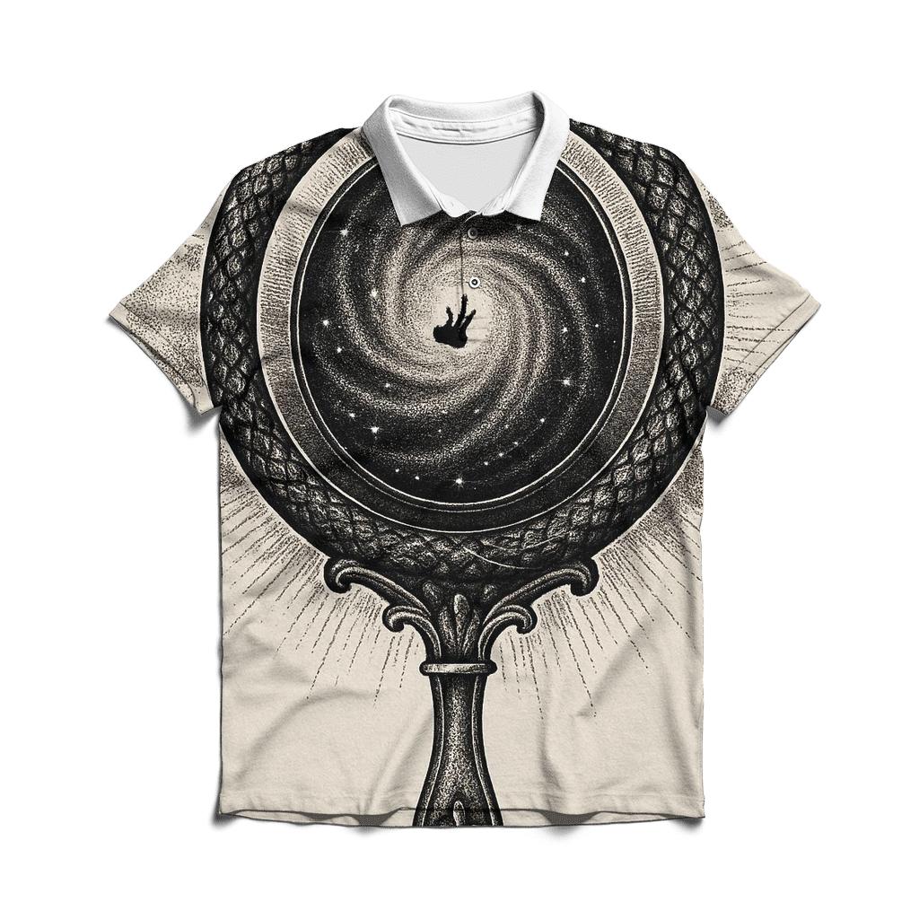 Astral Mirror Ouroboros premium cotton polo shirts