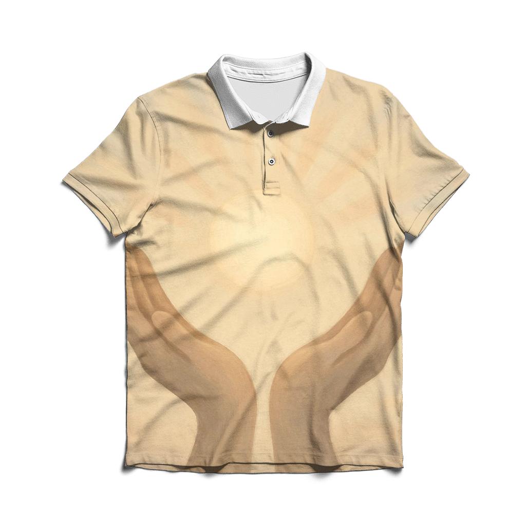 Hands Offering Dawn Light embroidered polo tops