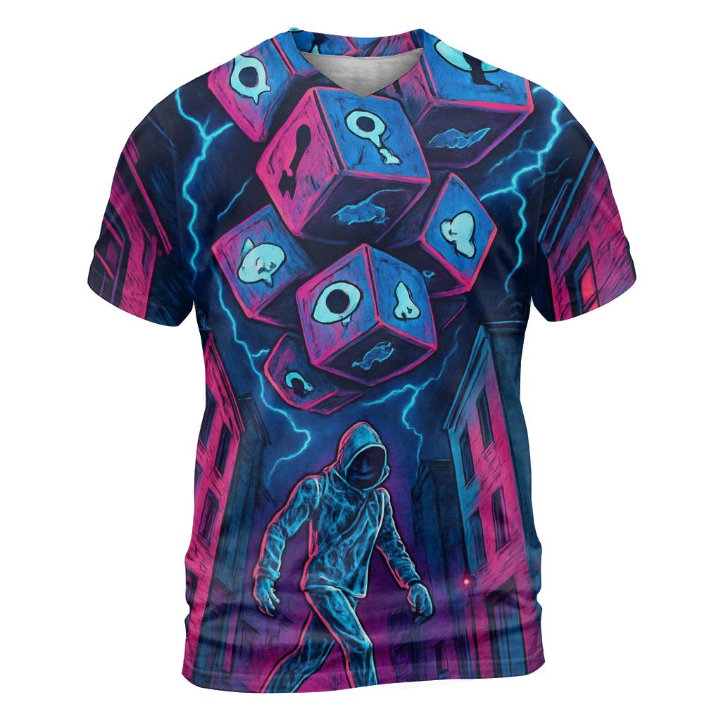 Dice Storm Alley vibrant all-over design tees