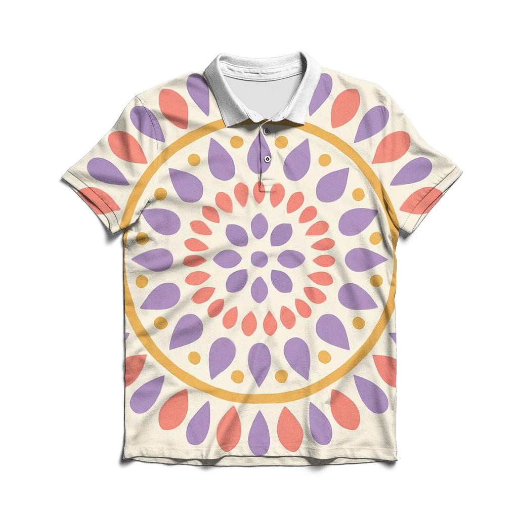 Soft Psychedelic Mandala branded logo polo shirts