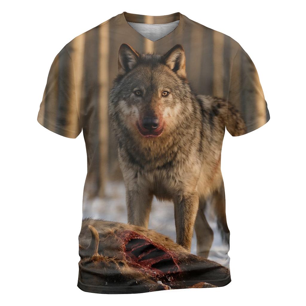 Wolf At Carcass In Winter Aspen Grove custom all-over print shirts