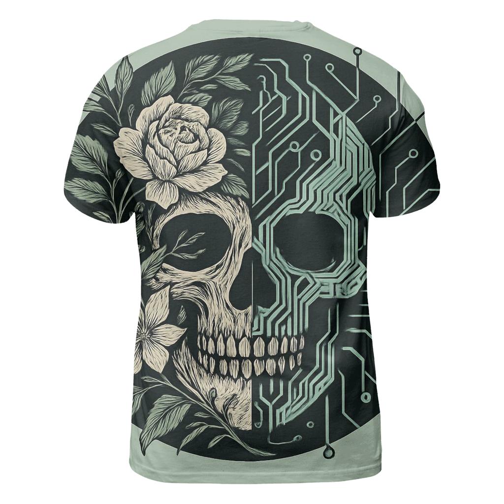 Botanical Ink Circuit Skull unique graphic print tees
