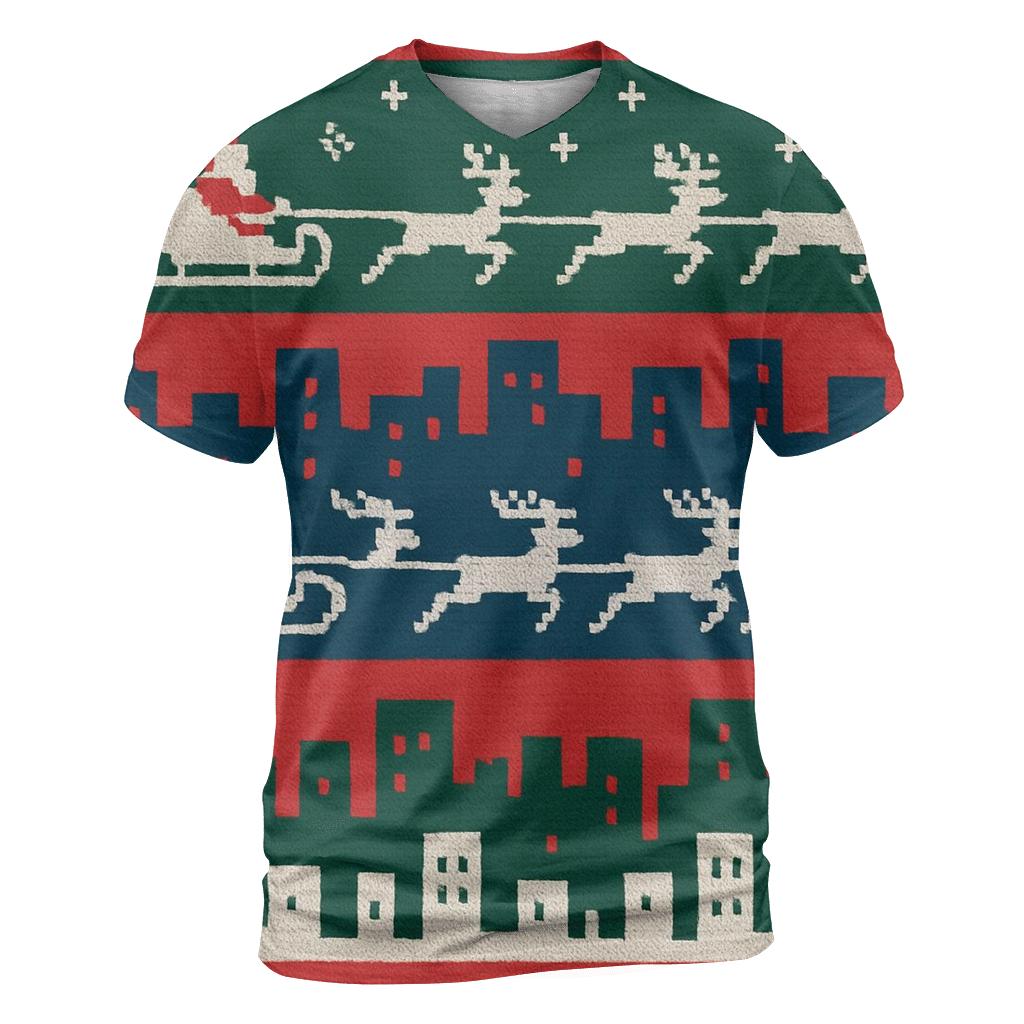 Starlit Santa Skyline Bands Design personalized full print shirts