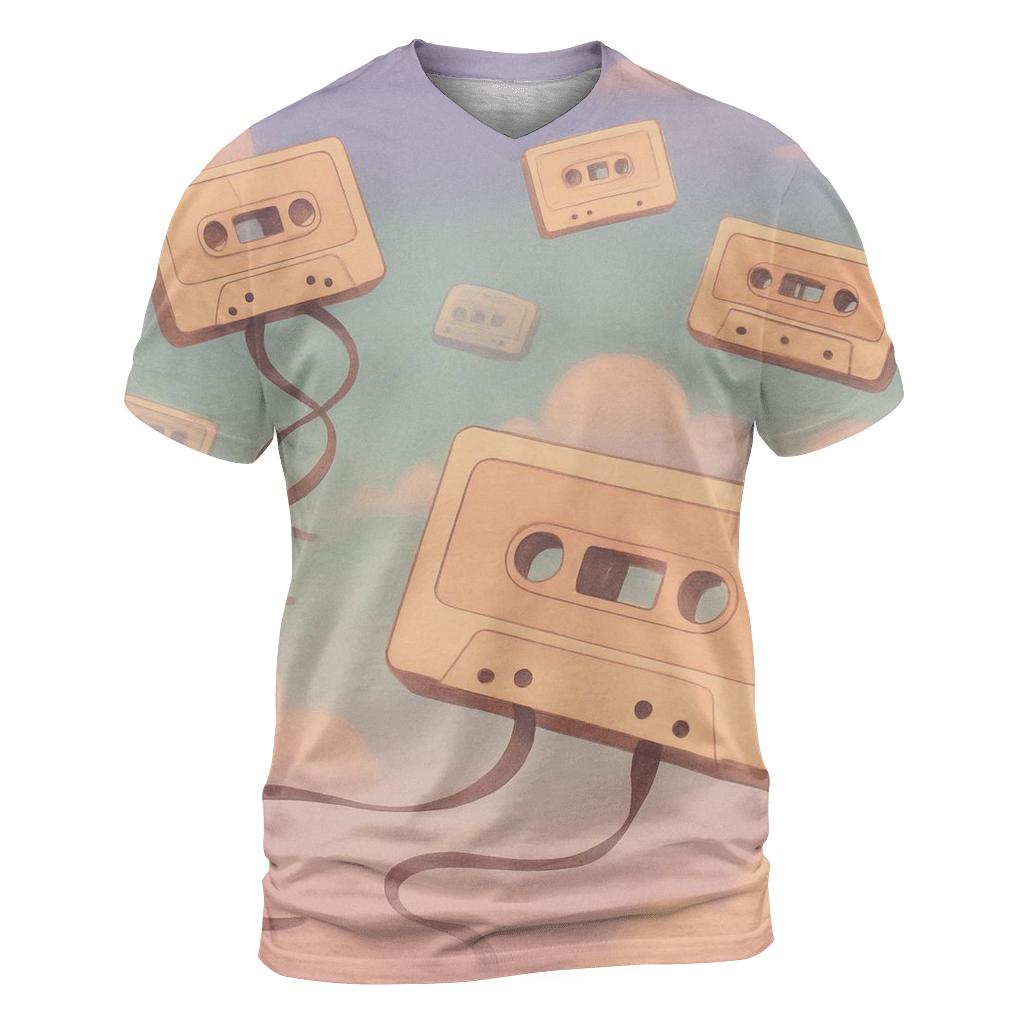 Pastel Cassette Dreamscape artistic all-over print tops