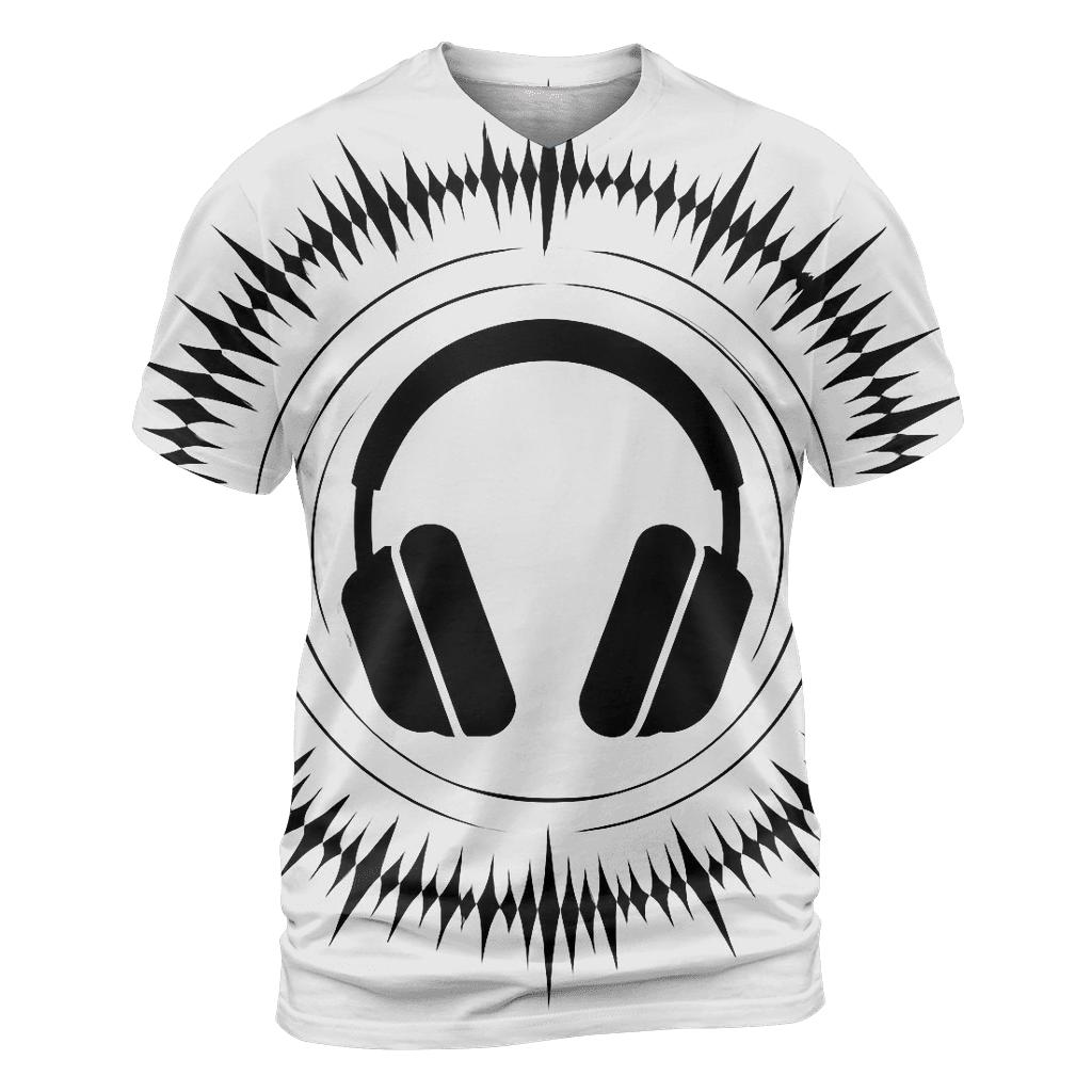 Monochrome Headphone Silhouette Burst trendy printed shirt styles