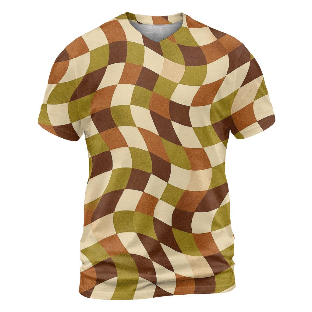 Groovy Checkerboard Waves designer pattern shirts