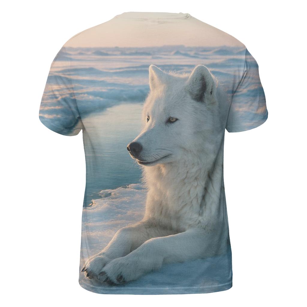 Arctic Wolf Resting By Thawing Ice Lead statement graphic shirts
