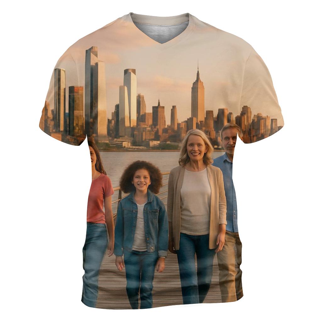 Hudson River Pier Family Skyline Stroll personalized full print shirts