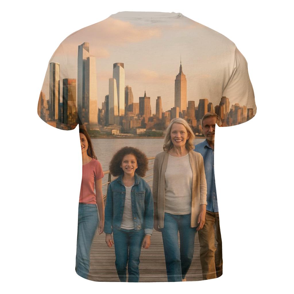 Hudson River Pier Family Skyline Stroll personalized full print shirts