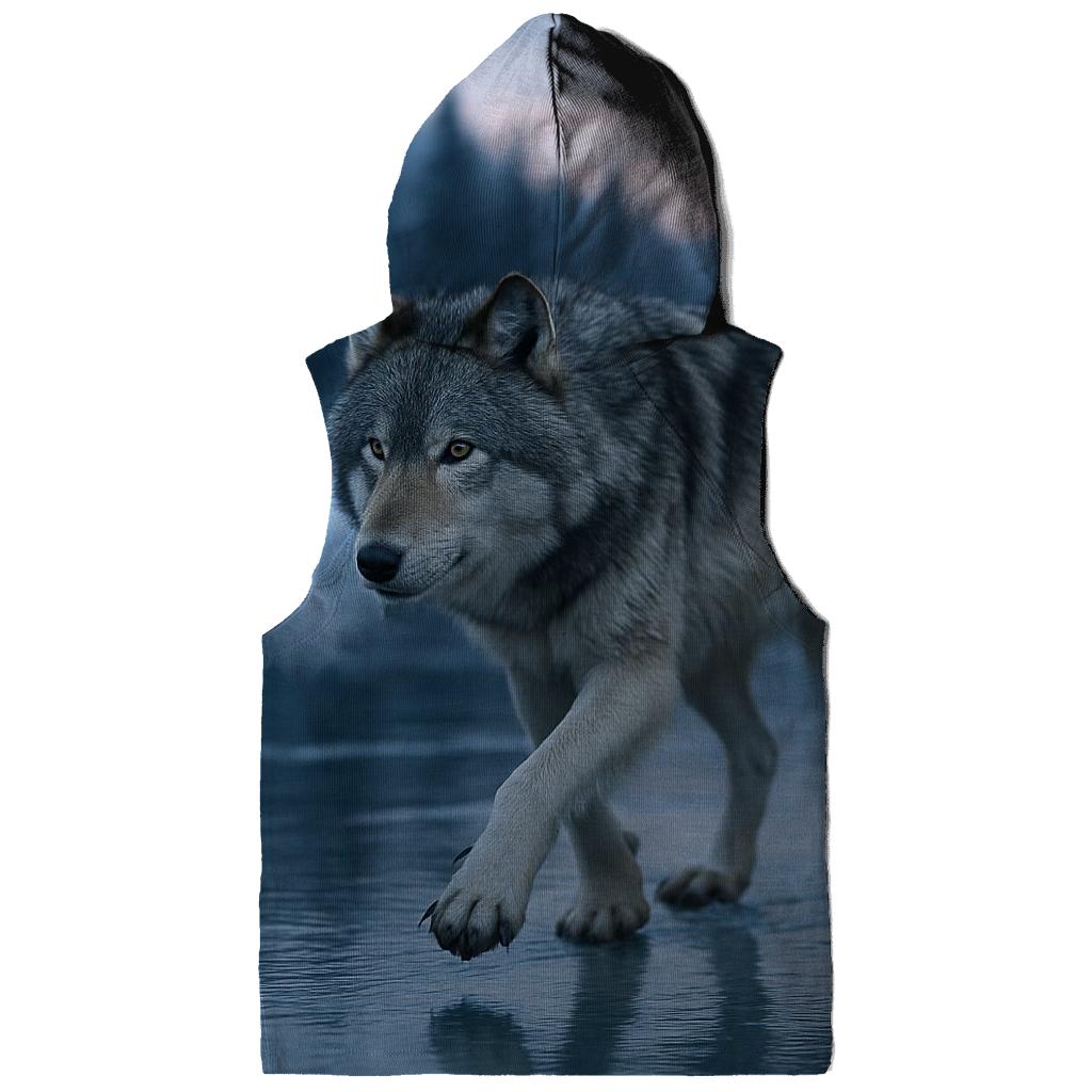 Wolf On Frozen River Crossing hoodies fashion