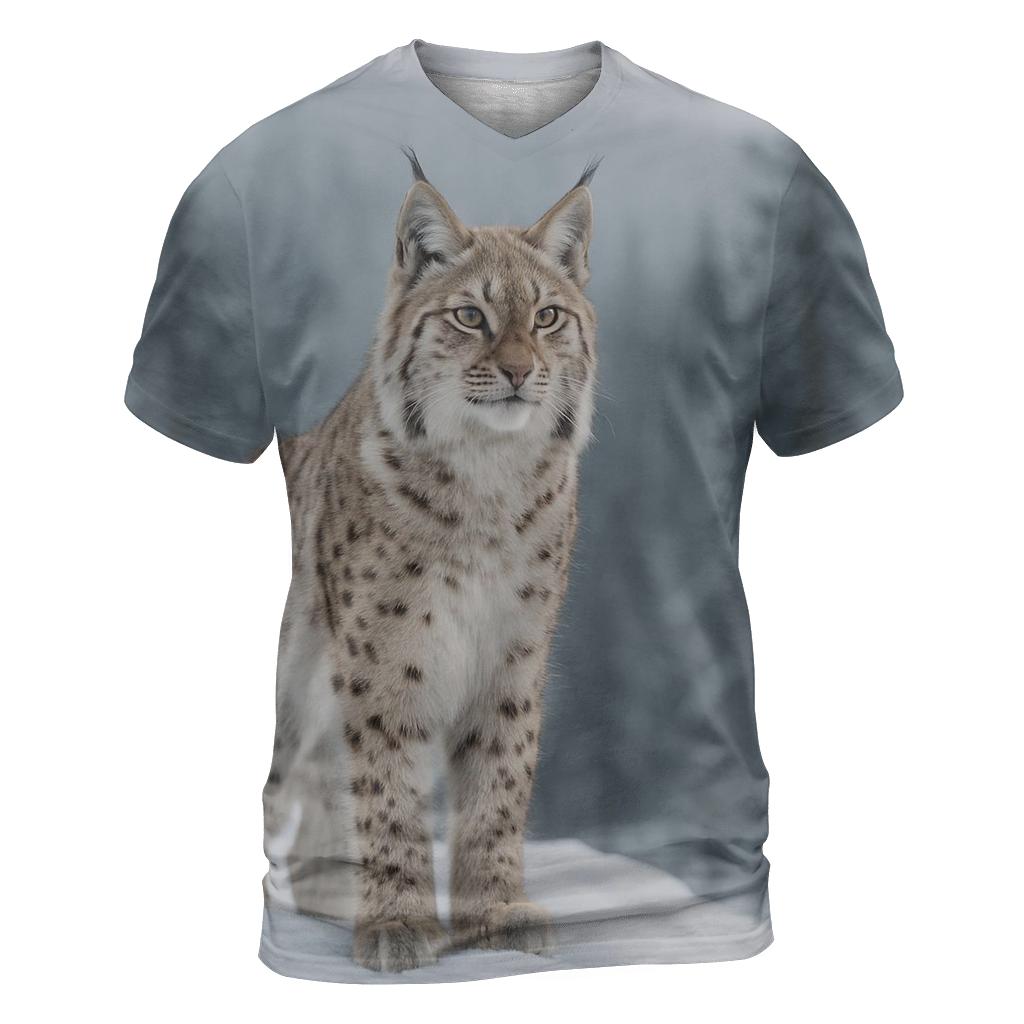 Glacial Watch Lynx On Snow Ridge creative print fashion shirts