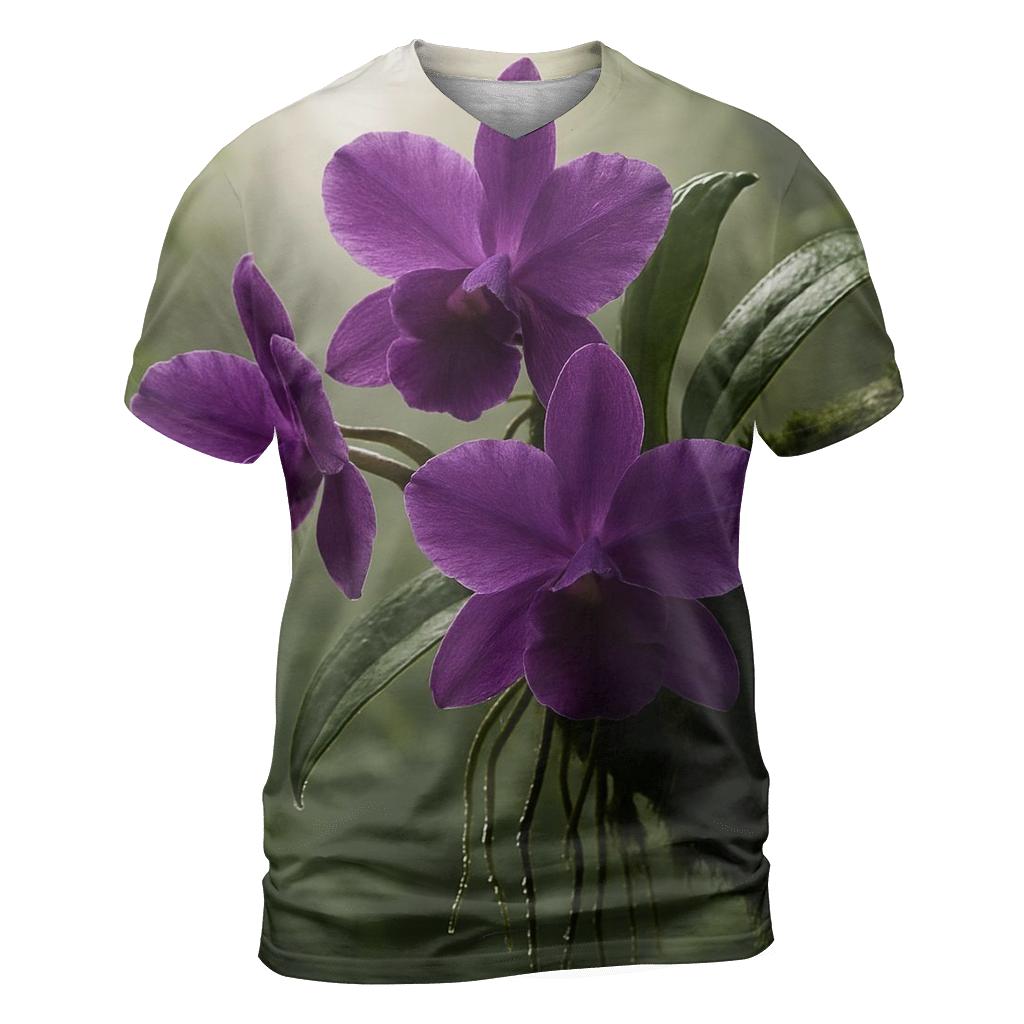 Wild Orchid Cluster In Cloud Forest artistic all-over print tops