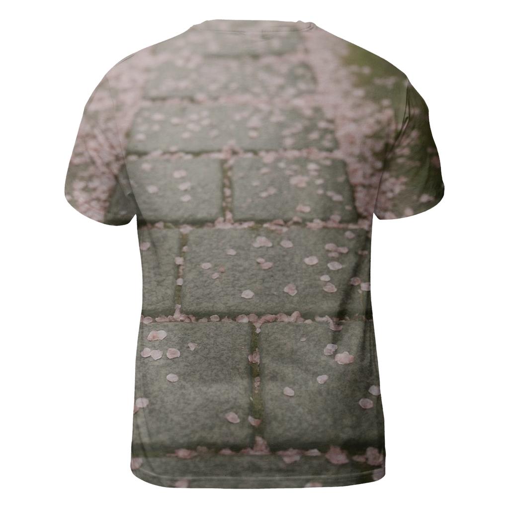 Cherry Blossom Petals On Stone Path custom all-over print shirts