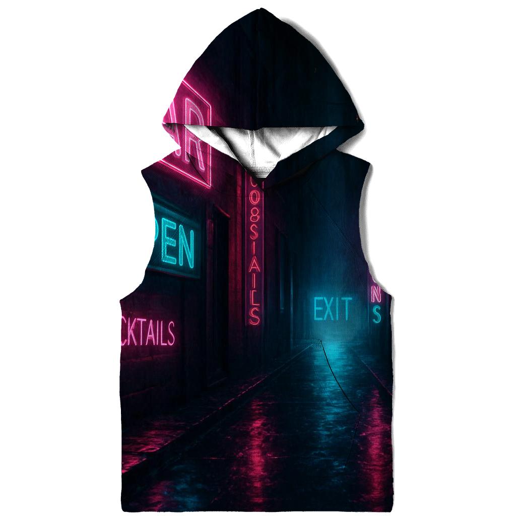 Neon Rain Alley Typography designer hoodies